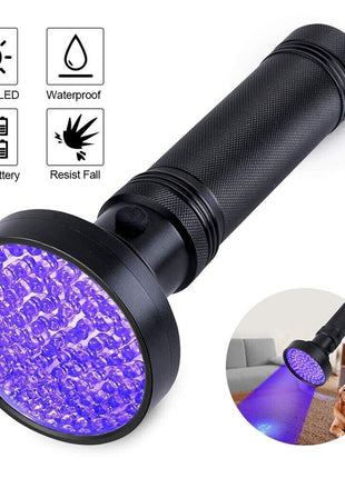 UV Ultraviolet Light 100 LED Flashlight BlackLight 395nM Inspection Puce Gaia