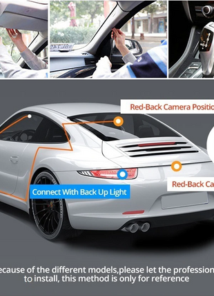 Car Dual Lens Dash Cam HD 1080P Front/Rear/Inside Video Recorder Puce Gaia