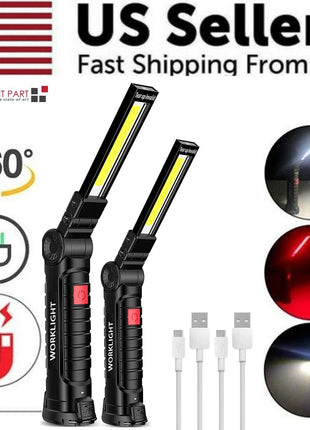 Rechargeable LED COB Work Light Mechanic Flashlight Lamp Magnetic Base Puce Gaia