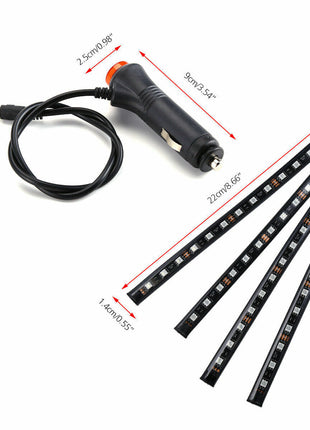 4X 48LED RGB Car Interior Atmosphere Light Strip Bar Bluetooth APP Puce Gaia