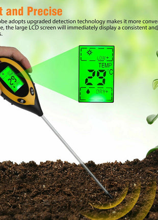 4 In 1 LCD Digital Soil Tester PH Water Moisture Temperature Sunlight Puce Gaia