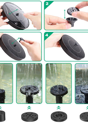 Solar Power Bird Bath Fountain Pump Upgrade 1.4W Solar Fountain With 4 Puce Gaia