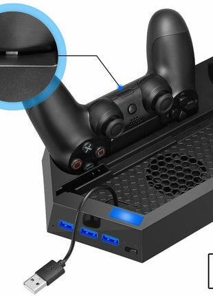 PS4 Cooling Station Vertical Stand 2 Controller Charging Dock For Puce Gaia