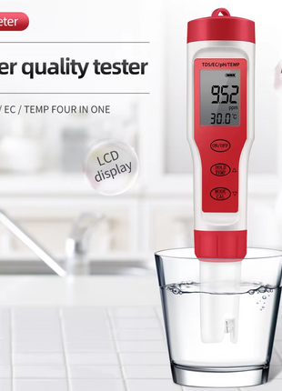 4 in 1 Digital PH EC Meter LCD Tester Pocket Hydroponics Aquarium Puce Gaia