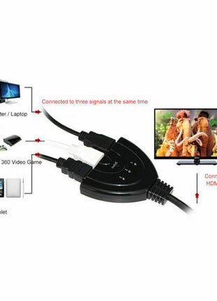 3 Port HDMI Splitter Cable 1080/4K Switch Switcher HUB Adapter for Puce Gaia