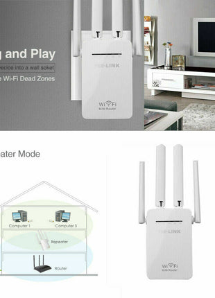 1200Mbps WiFi Range Extender Repeater Wireless Amplifier Router Signal Puce Gaia