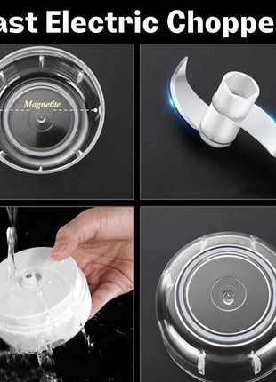 Electric 300ML Garlic Press Chopper Chili Onion Fruits Meat Mincer Puce Gaia