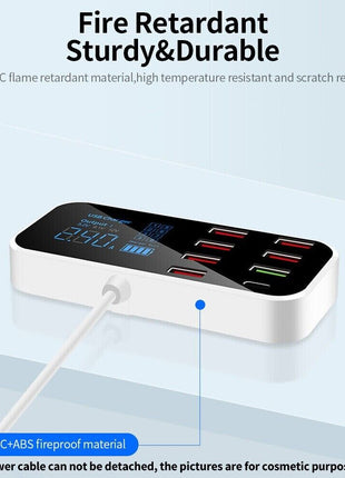Multi USB 8-Port Fast Desktop Hub Wall Charger Charging Station Quick Puce Gaia