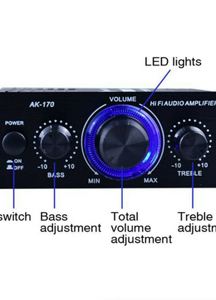 400W 12V 2 Channel Powerful Stereo Audio Power Amplifier HiFi Bass Amp Puce Gaia
