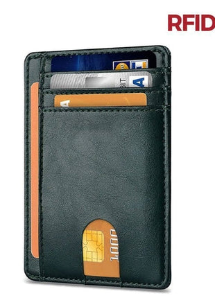 Mens Leather Slim Wallet Credit Card Holder RFID Blocking Pocket ID Puce Gaia