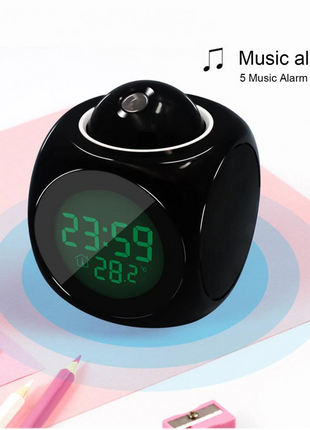 LED Projection Alarm Clock Digital LCD Display Voice Talking Weather Puce Gaia