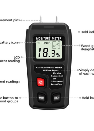 Digital LCD Wood Moisture Meter Detector Tester Wood Firewood Paper Puce Gaia