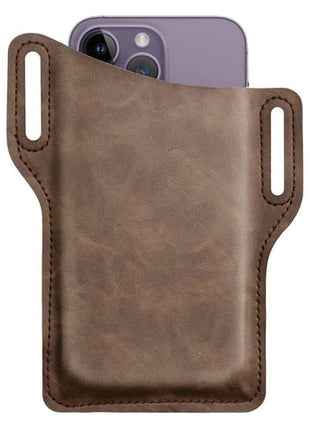 Men Cell Phone Belt Pack Bag Loop Waist Holster Pouch Case Leather Puce Gaia