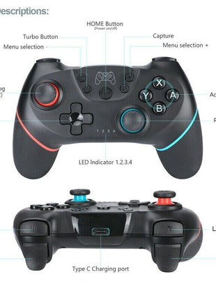 Wireless Pro Controller Gamepad For Nintendo Switch Joypad Joystick Puce Gaia