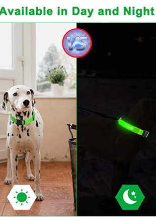 LED Adjustable Dog Collar Blinking Flashing Light Up Glow Pets Safety Puce Gaia