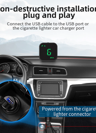 Digital Car HUD GPS Speedometer Head Up Display MPH KMH Compass Puce Gaia