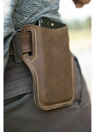 Men Cell Phone Belt Pack Bag Loop Waist Holster Pouch Case Leather Puce Gaia