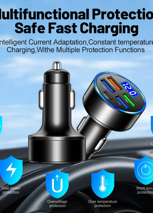 5 USB Port Super Fast Car Charger Adapter For iPhone Samsung Android Puce Gaia