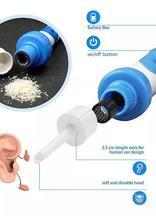 Safety Electric Cordless Vacuum Ear Cleaner Wax Remover Painless Puce Gaia