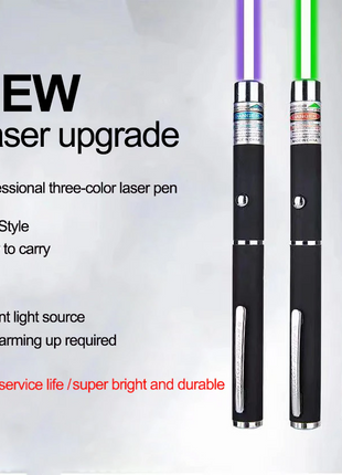 3 Packs 900Mile Laser Pointer Pen Green Blue Red Light Visible Beam Puce Gaia
