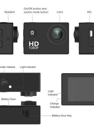 4K Action Sport Waterproof Camera 20 MP Recorder HD 1080P Camcorder Puce Gaia