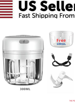 Electric 300ML Garlic Press Chopper Chili Onion Fruits Meat Mincer Puce Gaia