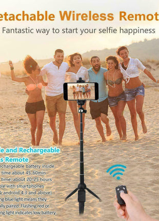 Selfie Stick Tripod 40" Bluetooth Remote Portable for iPhone and Puce Gaia
