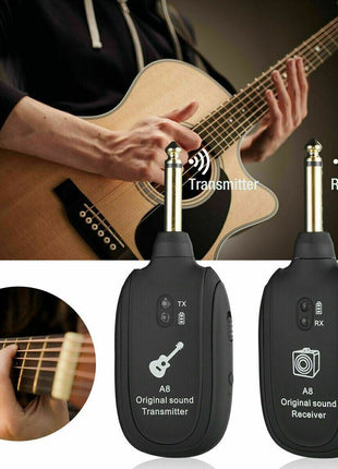 UHF Guitar Wireless System Transmitter+Receiver Built In Rechargeable Puce Gaia