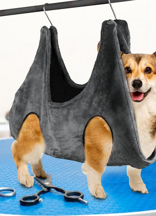 Portable Pet Dog Cat Grooming Hanging Hammock Harness Breathable Groom Puce Gaia