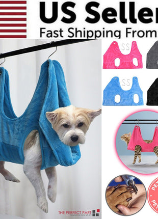 Portable Pet Dog Cat Grooming Hanging Hammock Harness Breathable Groom Puce Gaia
