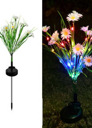Solar Garden Lights LED Flower Stake Lamp Outdoor Yard Waterproof Puce Gaia