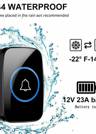 Wireless Doorbell Chime Waterproof Plugin Receiver Adjustable Volume Puce Gaia