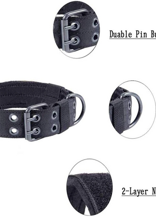 2" Wide Tactical Heavy Duty Nylon Large Dog Collar K9 Military With Puce Gaia