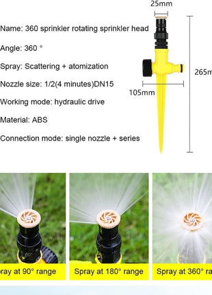 360° Rotation Auto Irrigation System Garden Lawn Sprinkler Patio Save Puce Gaia