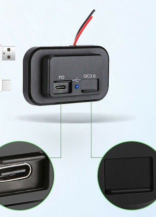 12-24V 4.8A Dual USB PD QC3.0 Car Boat RV Fast Charger Socket LED Puce Gaia