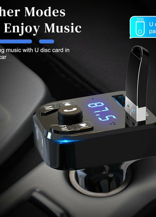 Wireless Car Bluetooth FM Transmitter MP3 Audio USB Charger Adapter Puce Gaia