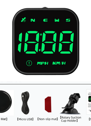 Digital Car HUD GPS Speedometer Head Up Display MPH KMH Compass Puce Gaia