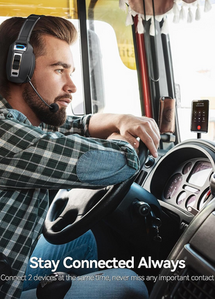 Trucker Bluetooth 5.2 Wireless Headset With Noise Cancelling Mic For Puce Gaia