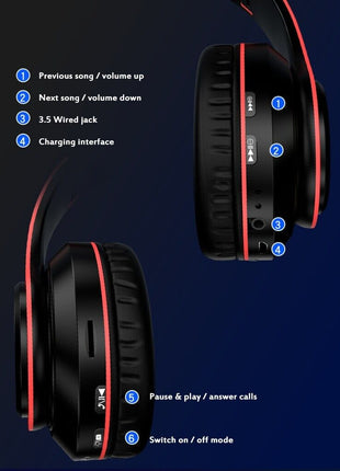 Super Bass Wireless Bluetooth Headphones Foldable Stereo Earphones Puce Gaia