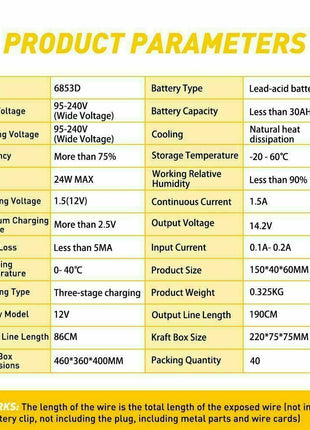 1500mAh Automatic Smart Battery Charger 12V Portable Car Auto Trickle Puce Gaia