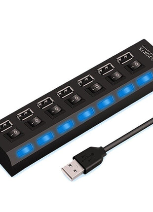 7 Port USB 2.0 / 3.0 Hub Splitter Adapter High Speed For PC Laptop Mac Puce Gaia