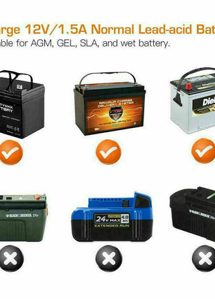 1500mAh Automatic Smart Battery Charger 12V Portable Car Auto Trickle Puce Gaia