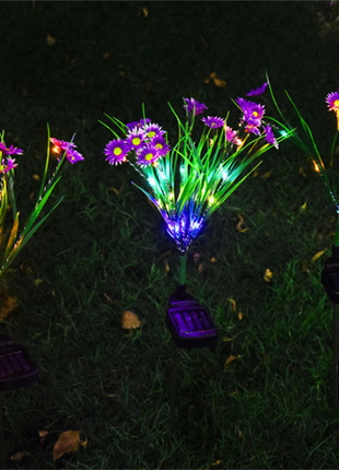 Solar Garden Lights LED Flower Stake Lamp Outdoor Yard Waterproof Puce Gaia