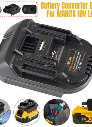 USB Battery Adapter Converter For 20V DEWALT Milwaukee M18 Convert To Puce Gaia