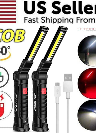 Rechargeable LED COB Work Light Mechanic Flashlight Lamp Magnetic Base Puce Gaia