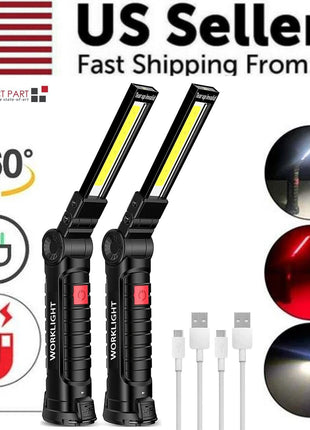 Rechargeable LED COB Work Light Mechanic Flashlight Lamp Magnetic Base Puce Gaia