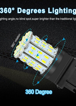 4X 3157 3156 64SMD LED Reverse Tail Brake Turn Signal DRL Light Bulb Puce Gaia