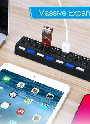 7 Port USB 2.0 / 3.0 Hub Splitter Adapter High Speed For PC Laptop Mac Puce Gaia