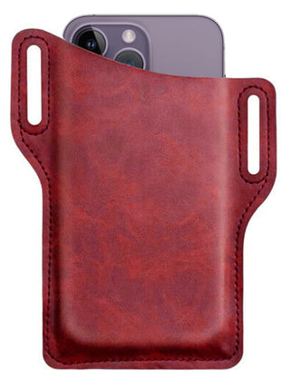 Men Cell Phone Belt Pack Bag Loop Waist Holster Pouch Case Leather Puce Gaia
