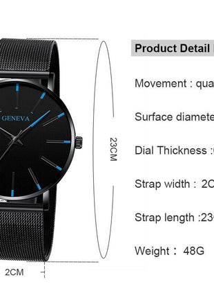 Waterproof Men's Watch Stainless Steel Quartz Luminous Classic Watches Puce Gaia